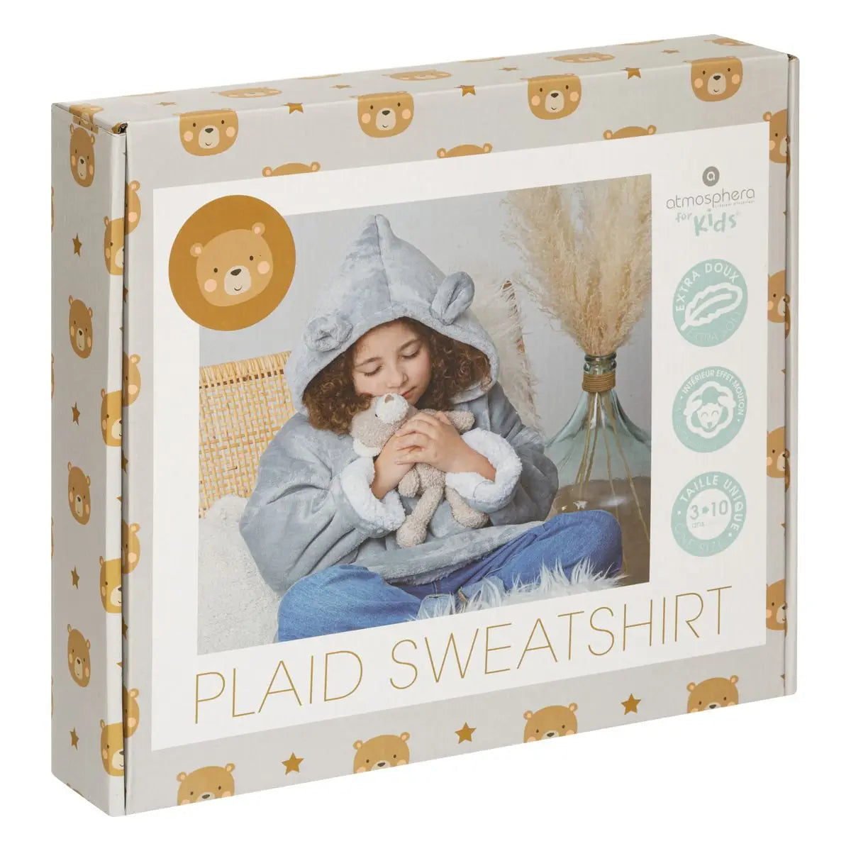 Grijze Beer Hoodie Plaid - Helloboy