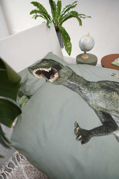 dekbed dino green groen snurk amsterdam eenpersoons kinderdekbed donsovertrek 